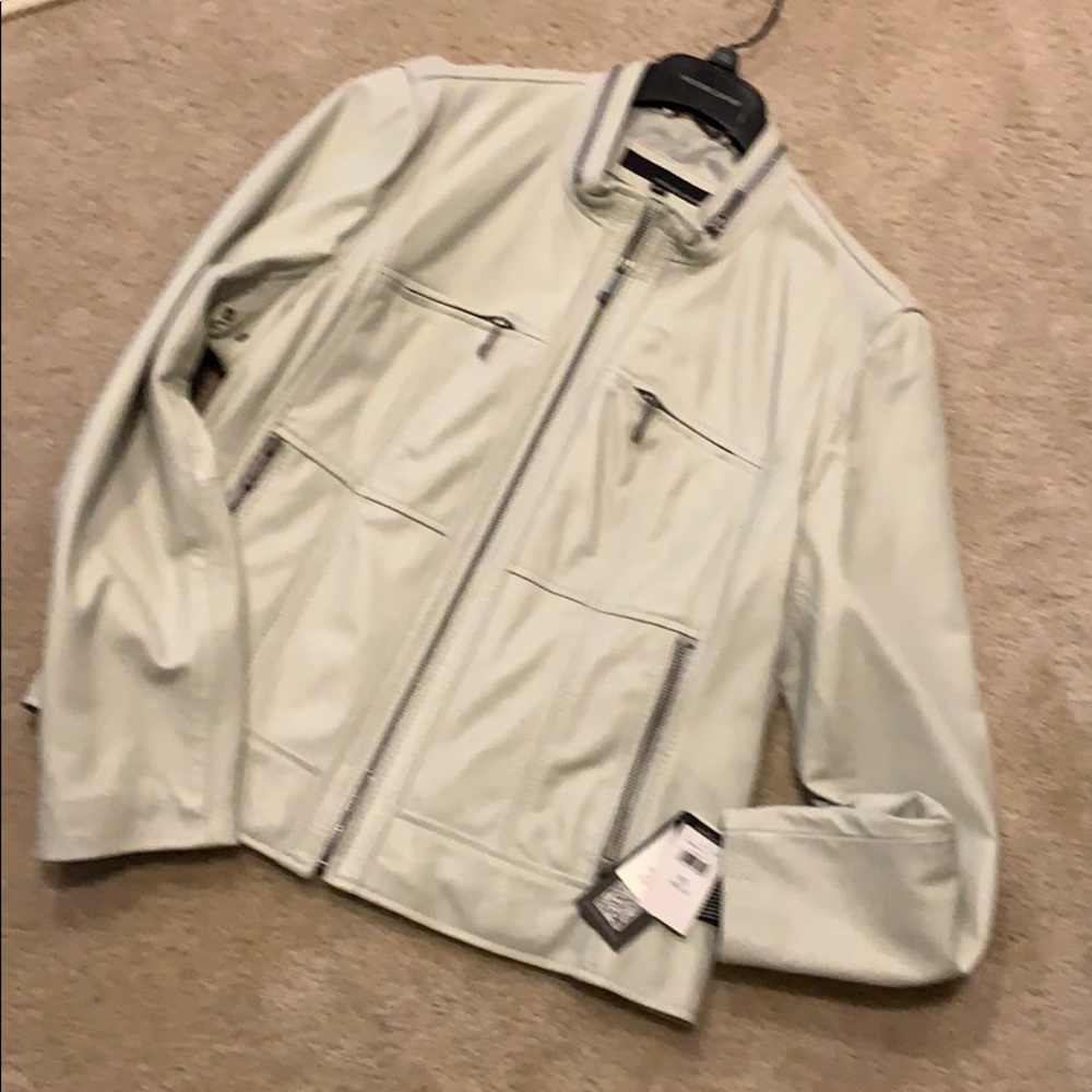 Oyster white leather jacket